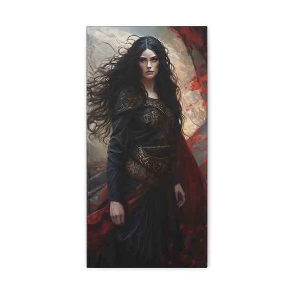 The Morrigan, Celtic Goddess of War Ravens and Prophecy Dark Goddess Irish Mythology Witchcraft Altar Art Pagan Painting Oil Canvas Print