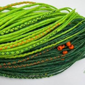 Groene ombre synthetische dreadlock-extensies: DE nepdreads
