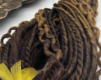Synthetic Dreadlock Extensions: Brown Ombre Handmade Double Ended Dreads. Faux locks, Gift for her