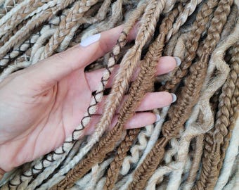 Extensiones de rastas sintéticas: Trenzas DE/rastas falsas marrones, beige y rubias
