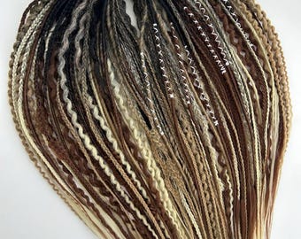 Ombre Synthetic Dreadlock Extensions: Brown Beige Blonde DE Braids| Faux locs