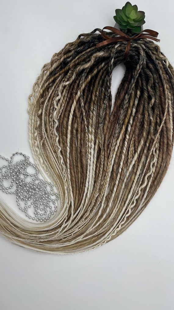 Ombre Synthetic Dreadlock Extensions: Brown Beige Blonde Double Ended Dreads