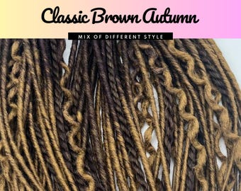 Synthetic Dreadlock Extensions: Brown Ombre Handmade Double Ended Dreads. Faux locks, Gift for her