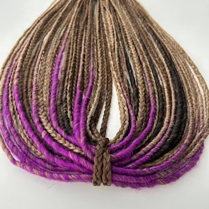 Brown Purple Synthetic Dreadlock Extensions: Double Ended DE Braids