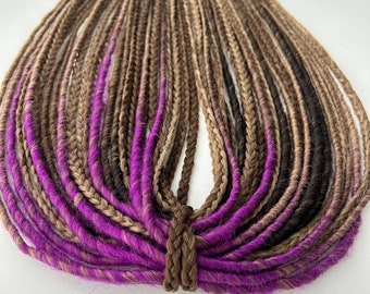 Extensiones de rastas sintéticas de color marrón y morado: Trenzas DE de doble punta