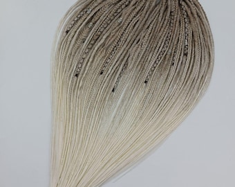 Extensiones de rastas sintéticas de color beige a blanco - Rastas falsas de doble punta