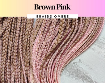 Synthetic Dreadlock Extensions, Beige Pink Ombre Double Ended Dread Extension, Skinny Faux Dreads Braids Female, DE Locs Extensions handmade