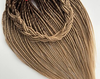 Ombre Synthetic Dreadlock Extensions: Brown to Honey Blonde Double Ended Dreads