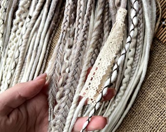 Ash Blonde Ombre Synthetic Dreadlock Extensions: Handmade Double Ended Dreads