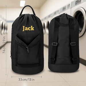 Personalized College Laundry Bag with Shoulder Strap | Monogrammed XL Backpack with Mesh Pocket | Custom Graduation Gift for Him or Her
