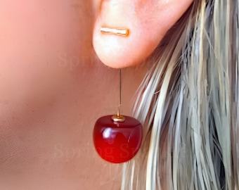 Cherry Earrings: Cherries Earrings, Cherry Drop Earrings, Resin earrings, Cherry Necklace, Fruit Earrings, Food Earrings, Cute Earrings,