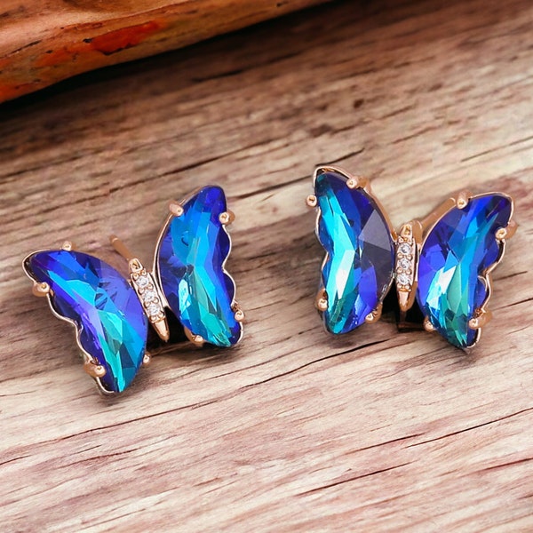 Butterfly Earrings: Butterfly Wing Earrings, Rainbow Colour Butterfly Wings. Cute Earrings, Fairy Wings, Fairy Earrings, Colourful Jewelry