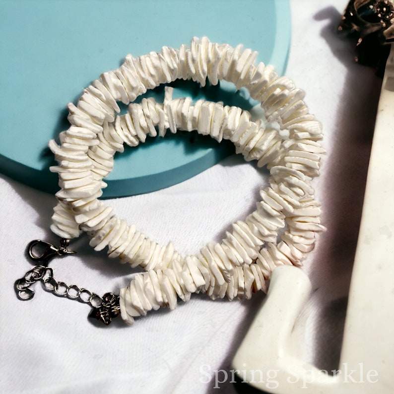 Collier de coquillages puka : collier de coquillages, ras de cou coquillage, collier de coquillages, collier de surfeur, collier de charme, bijoux hawaïens, perle de coquillages image 3