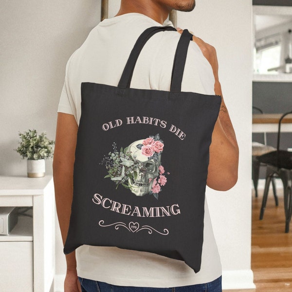 Old Habits Die Screaming TaylorSwift Tote Bag Unique Gift For Swifties Eras Tour Accessory Idea Tortured Poets Department Gift for Girl