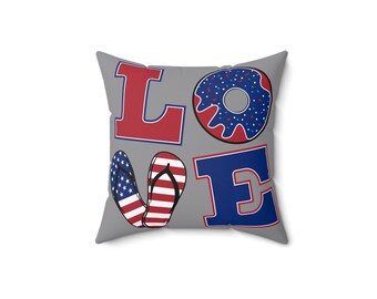 American Love Throw Pillow - Gray