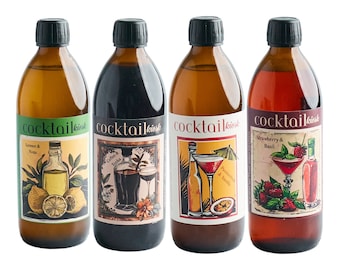 Tasting Set of 4 different Cocktail Pre-Mixers , Perfect for House Cocktail Party/Special Occasion serves 16-20 cocktails, 350ml each bottle