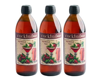 Party Set of x3 Strawberry Basil Pre-Mixer, Perfect for Strawberry Daiquiri, serves 12-15 cocktails, 350ml each bottle