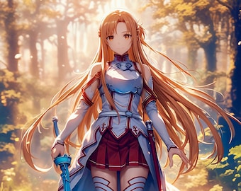 Asuna Yuuki, Sword Art Online, Fondo de pantalla 4K de chica anime (Impresión digital)