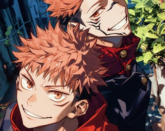 Jujutsu Kaisen Art: Itadori y Sukuna Fondo de pantalla 4K (descarga digital 4K)