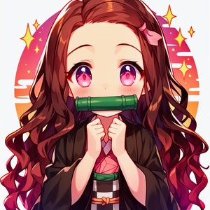 Nezuko, Pack of 4, Nezuko Art, Nezuko Kamado, Nezuko Kamado Art, Kimetsu No Yaiba, Demon Slayer, Digital Art, AI Art, Nezuko 4K Wallpaper