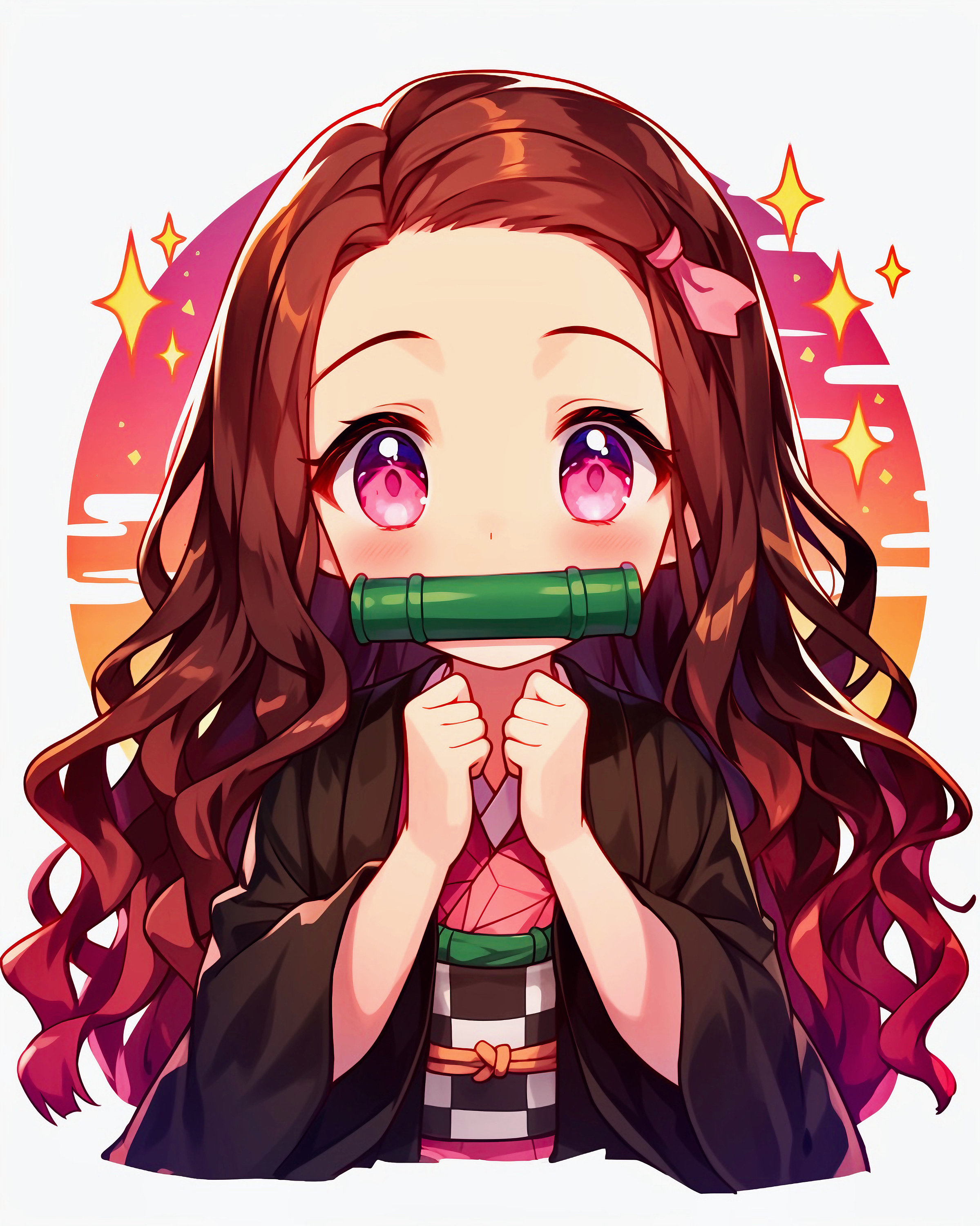 Nezuko, 4er Pack, Nezuko Art, Nezuko Kamado, Nezuko Kamado Art, Kimetsu No Yaiba, Demon Slayer, Digital Art, AI Art, Nezuko 4K Wallpaper