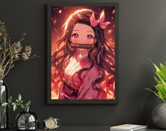 Tanjiro und Nezuko, Tanjiro Kamado, Nezuko Kamado, Geschwister Kamado, Kimetsu No Yaiba, Demon Slayer, Digital Art, AI Art, 4K Wallpaper