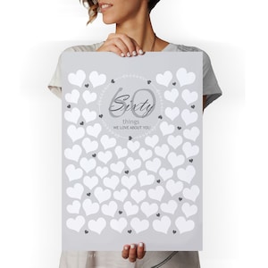 60th birthday welcome sign, 60th birthday decorations, 60 things we love about you, Printable 60th party sign