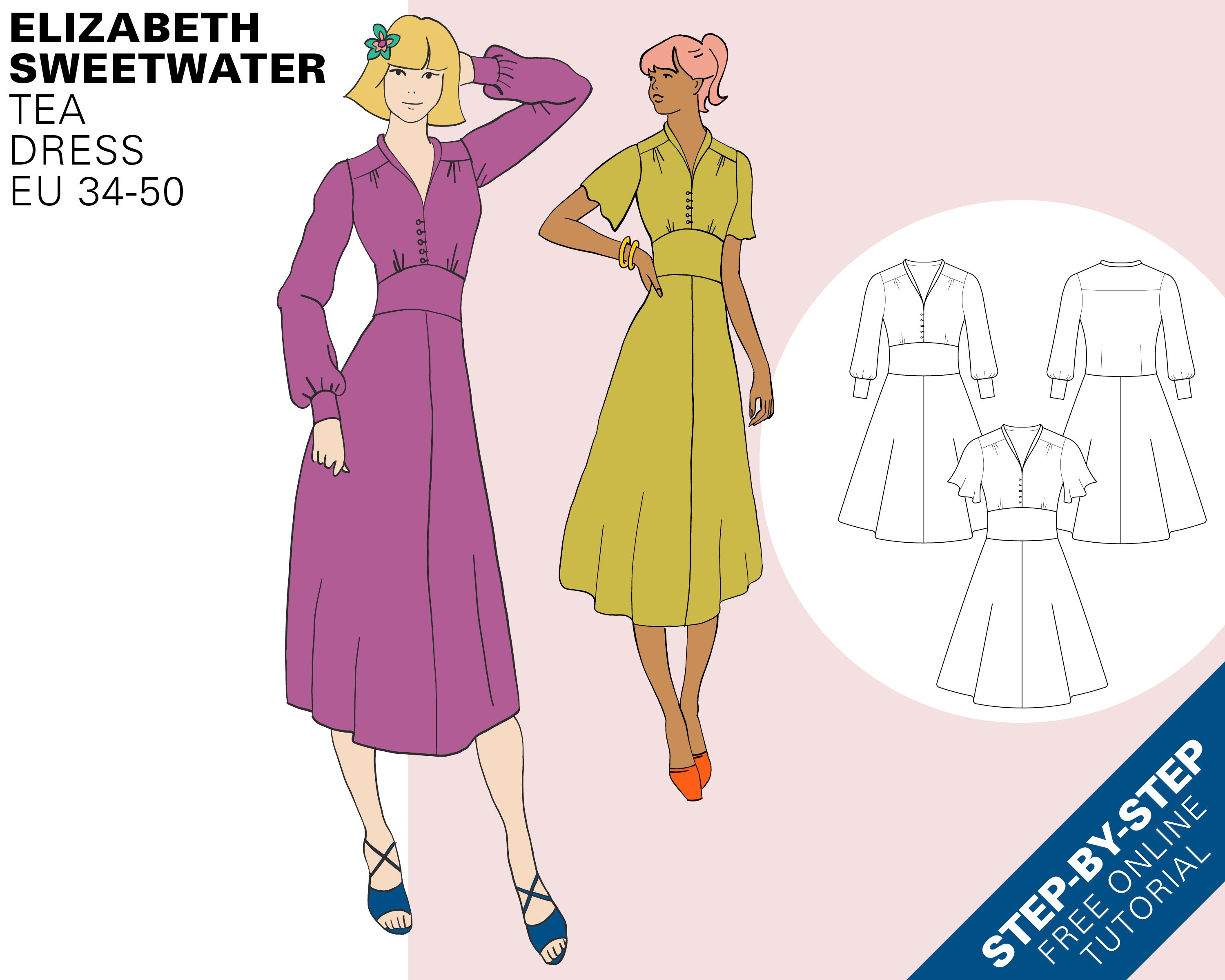 Sewing Pattern Jersey Tea dress PDF download EU3450 Etsy