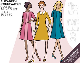 Classic A-line Shift Dress | PDF download | EU34-50