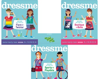 Pdf sewing pattern girls upcycled dresses complete Set 6+–14