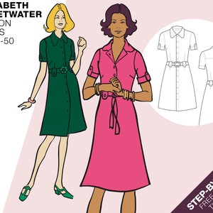 Sewing Pattern Jersey Button dress PDF download EU34-50 image 1