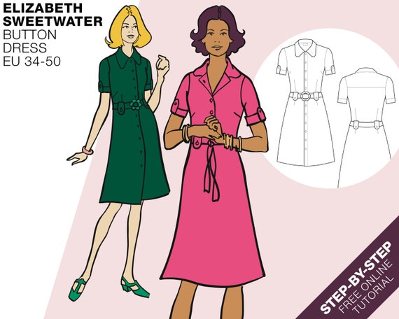 Sewing Pattern Jersey Button Dress | PDF Download | EU34-50 - Etsy