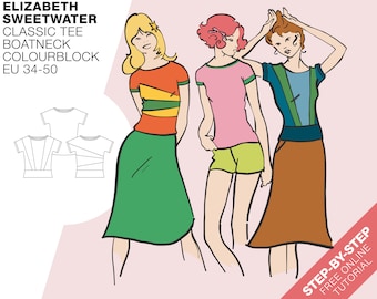 T-shirt classique - Col bateau/Colorblock | Téléchargement PDF | UE34-50