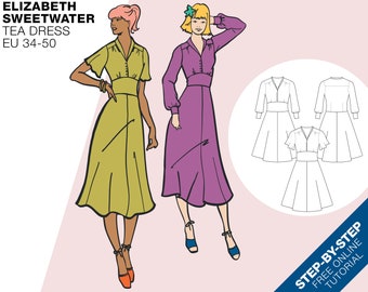 Sewing Pattern Jersey Tea dress | PDF download | EU34-50