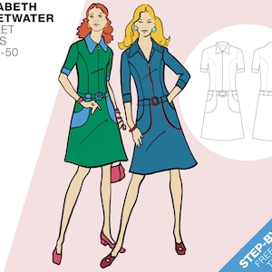 Pattern jersey pocket dress | PDF download | EU34-50