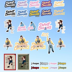 Paquete de pegatinas "BTS Jhope Sweet Dreams" / SVG, PNG / Pegatinas de BTS / Pegatinas de Jhope / Jhope Svg / Descarga instantánea