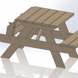 6 foot long garden picnic table plans. Table with foldable seats.