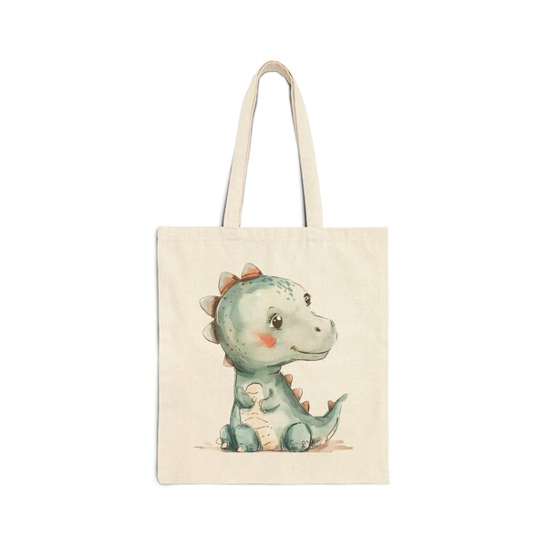 Cute Dinosaur | Tote Bag  Eco-Friendly Cotton Canvas | Stylish n Reusable Shopping Bag for All Ages
