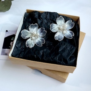 Flower Wedding Earrings Flower Earrings Elegant Earrings Stud Earrings Boho Earrings Stained Glass Earrings Handmade Wedding Earrings