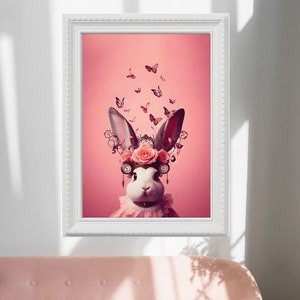 Elegant poster with a rabbit. Poster ready to download. Art wall poster. Prepared for printing. zdjęcie 1