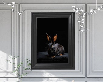 Elegant poster with a rabbit. Poster ready to download.Art wall poster. Prepared for printing.