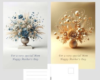 Mother's Day greetings postcards. Postcards ready to download. Prepared for printing.