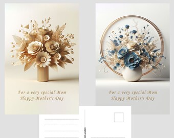 Mother's Day greetings postcards. Postcards ready to download. Prepared for printing.