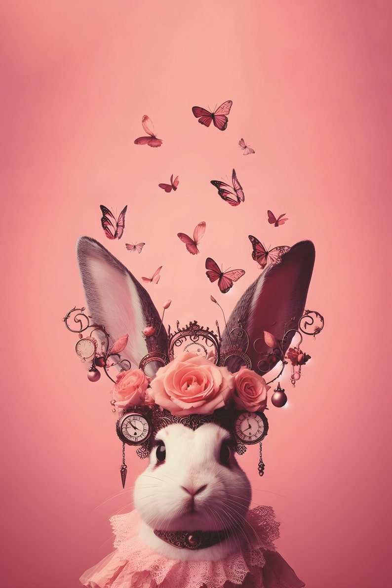 Elegant poster with a rabbit. Poster ready to download. Art wall poster. Prepared for printing. zdjęcie 3