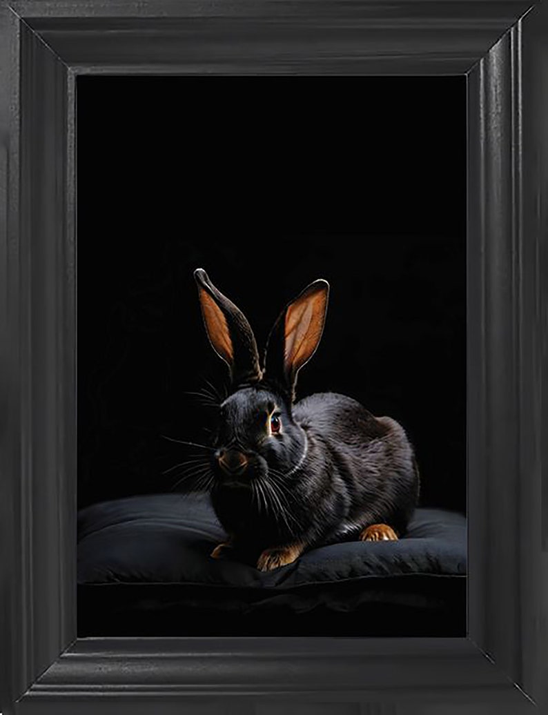 Elegant poster with a rabbit. Poster ready to download.Art wall poster. Prepared for printing. image 2