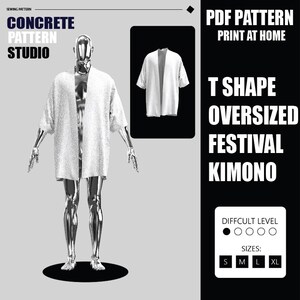 UNISEX T-Shape Oversized Festival Kimono Sewing Pattern | PDF Digital Download | Print-at-Home | S–XL