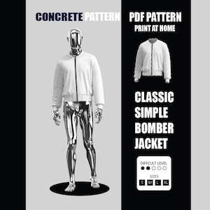 Modello di cucito per giacca bomber classica / capospalla unisex con cerniera PDF (S-XL)