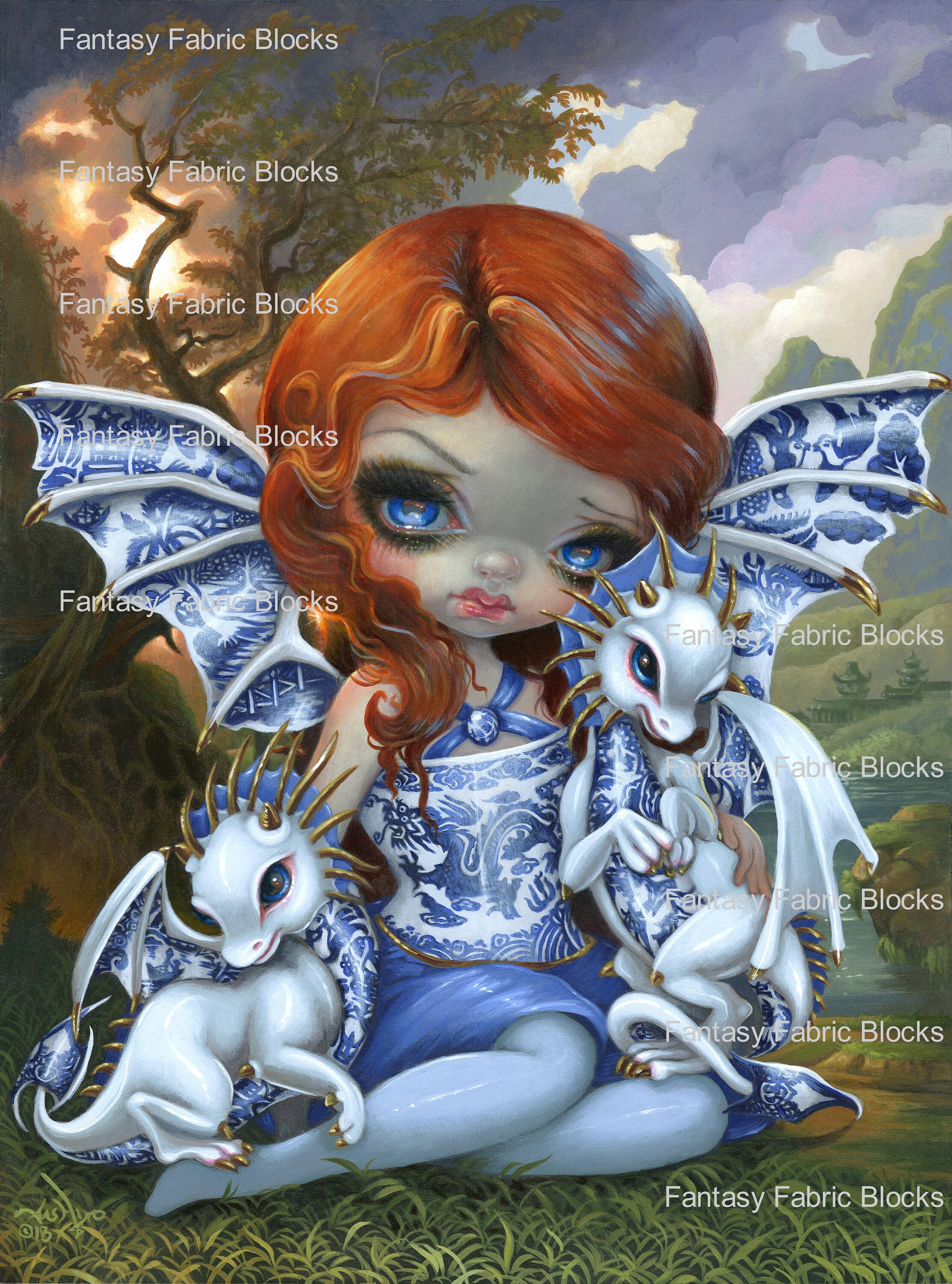 Jasmine Becket Griffith Blue Willow Dragonlings 5 X 7 Etsy