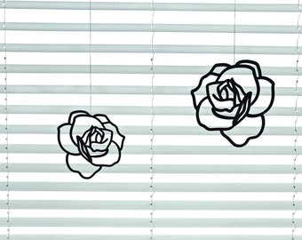 Line Art Blumen zum Aufhängen | Blumen Deko hängend | Fensterdeko hängend | Rose aus Holz