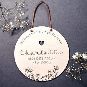 Namensschild mit Geburtsdaten aus Holz | personalisiertes Geschenk zur Geburt | Holzschild zur Geburt